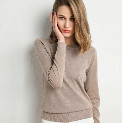 Pull Col Rond en Mélange de Cachemire pour Femme