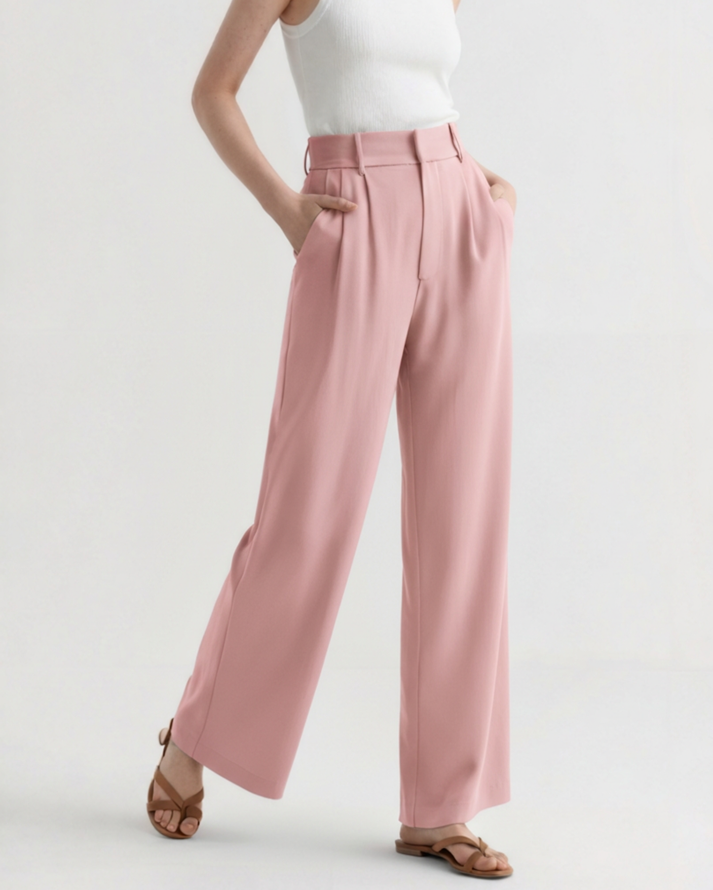 Pantalon Taille Structurée Jambe Large pour Femme
