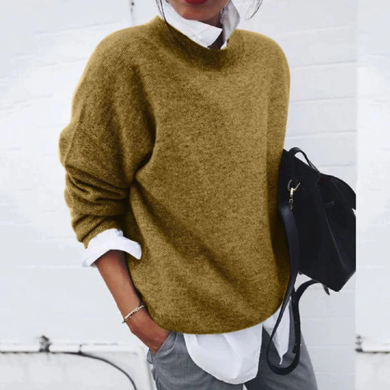 Pull Coupe Fluide à Bordures Côtelées pour Femme