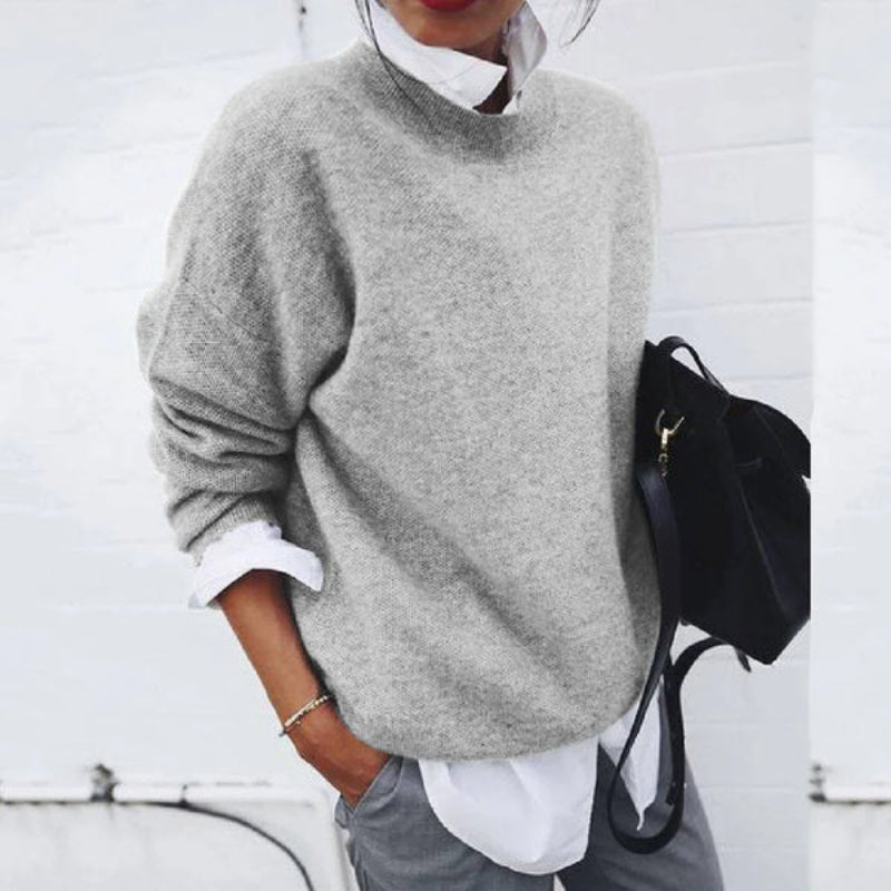 Pull Coupe Fluide à Bordures Côtelées pour Femme