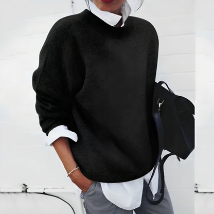 Pull Coupe Fluide à Bordures Côtelées pour Femme
